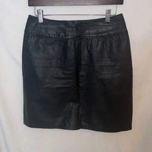 BB Dakota Black Leather Skirt with underlying
